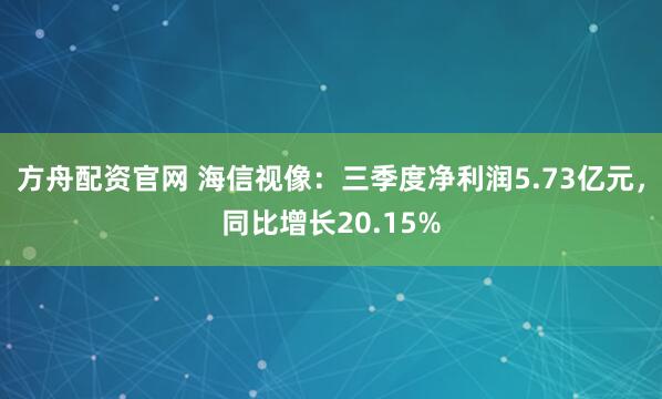 方舟配资官网 海信视像：三季度净利润5.73亿元，同比增长20.15%